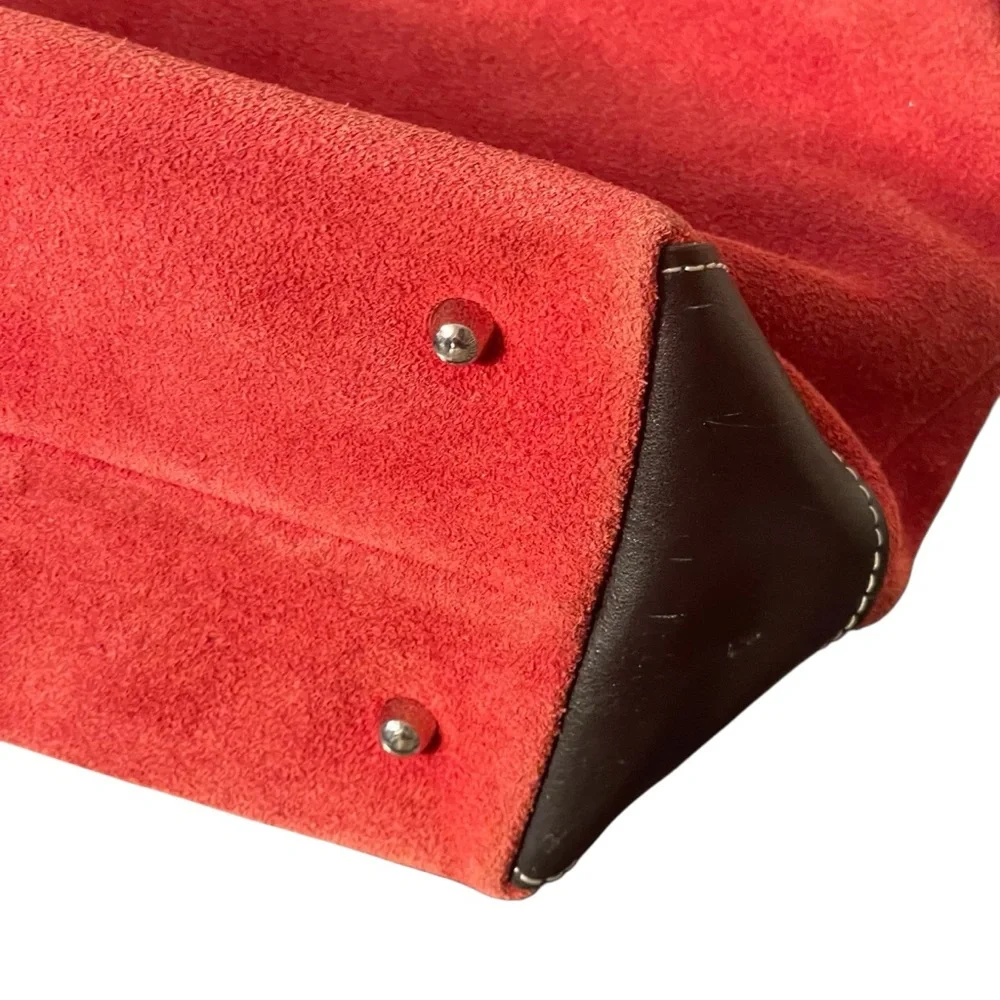 Franklin Covey Women’s Red Suede Leather Hobo Shoulder Bag